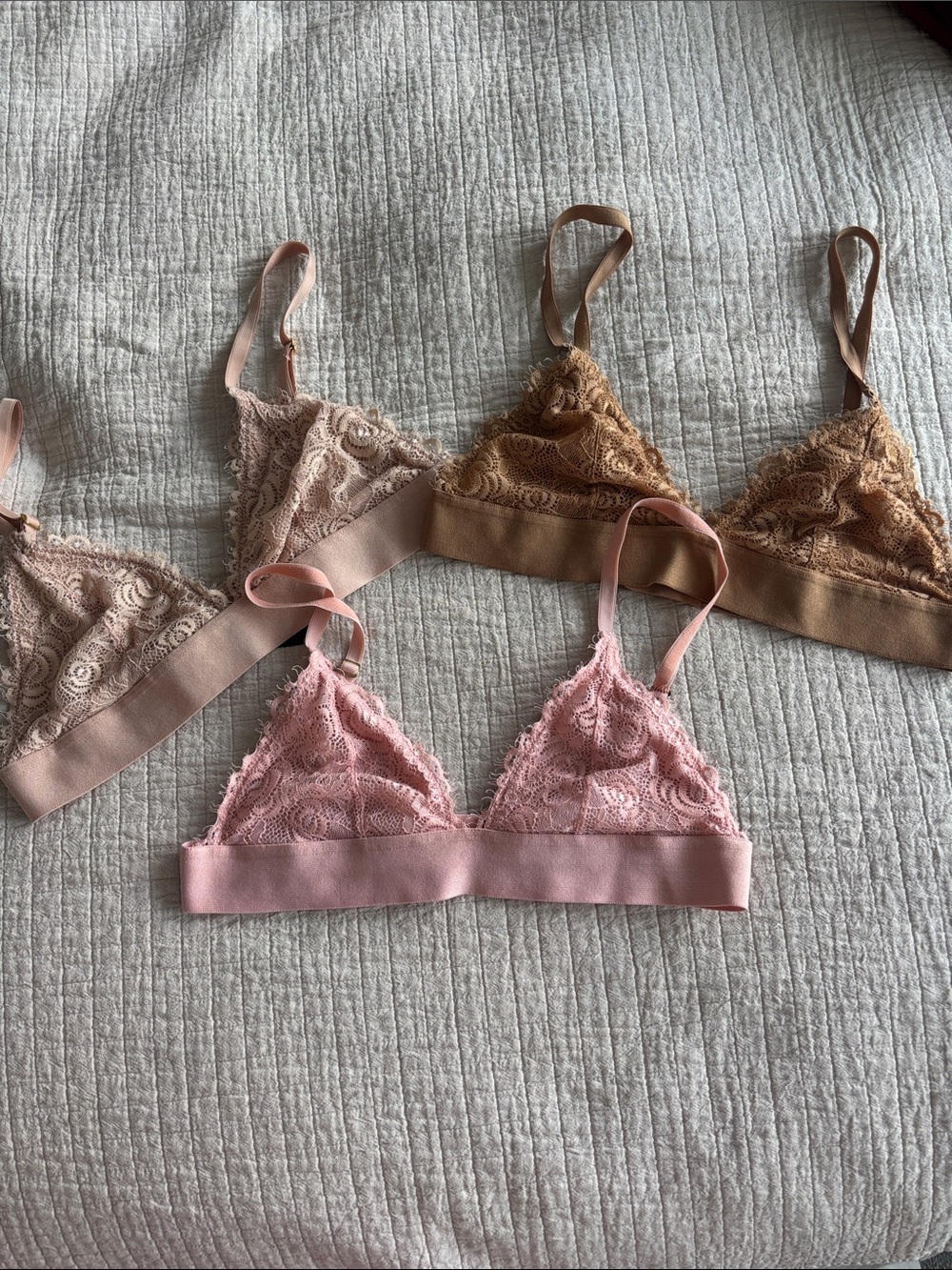 Set of 3 Pepper Lace Triangle Bralettes size S/M